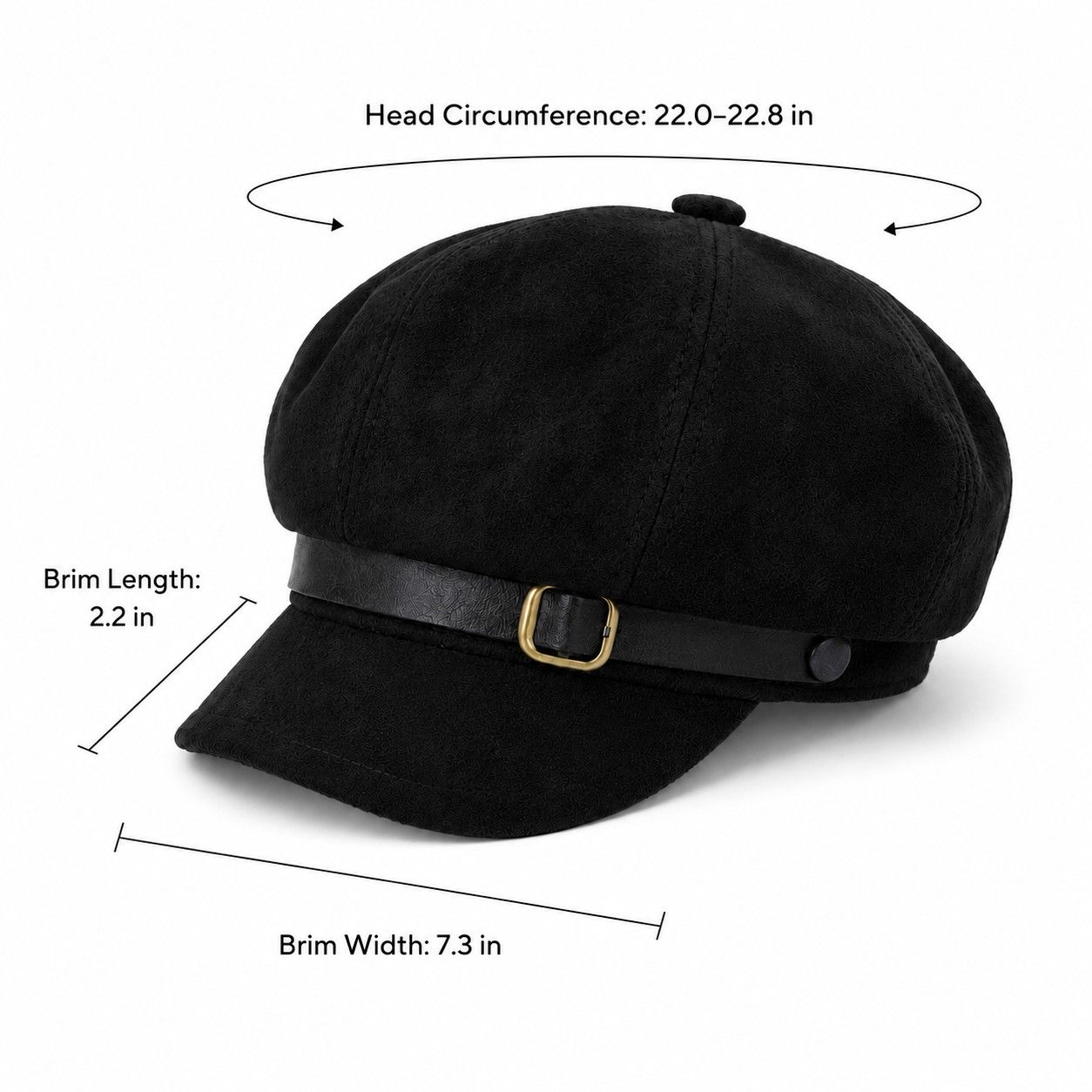 Faux Suede Baker Boy Cap with Buckle Band Vintage Newsboy Style Hat