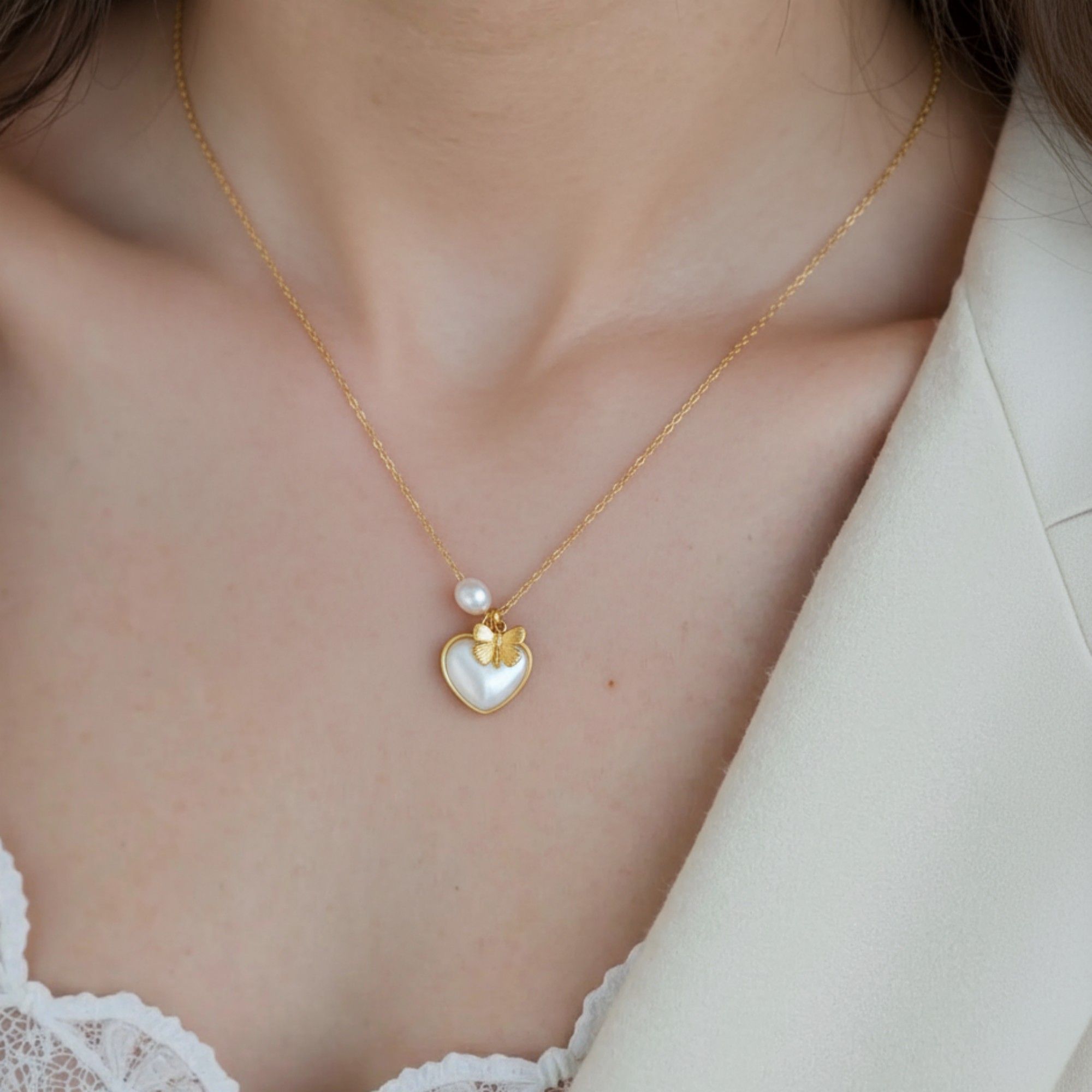 Women's Multi-Charm Pendant Necklace with Layered Bead Accents and Faceted Gem Details for a Valentine Elegant Look