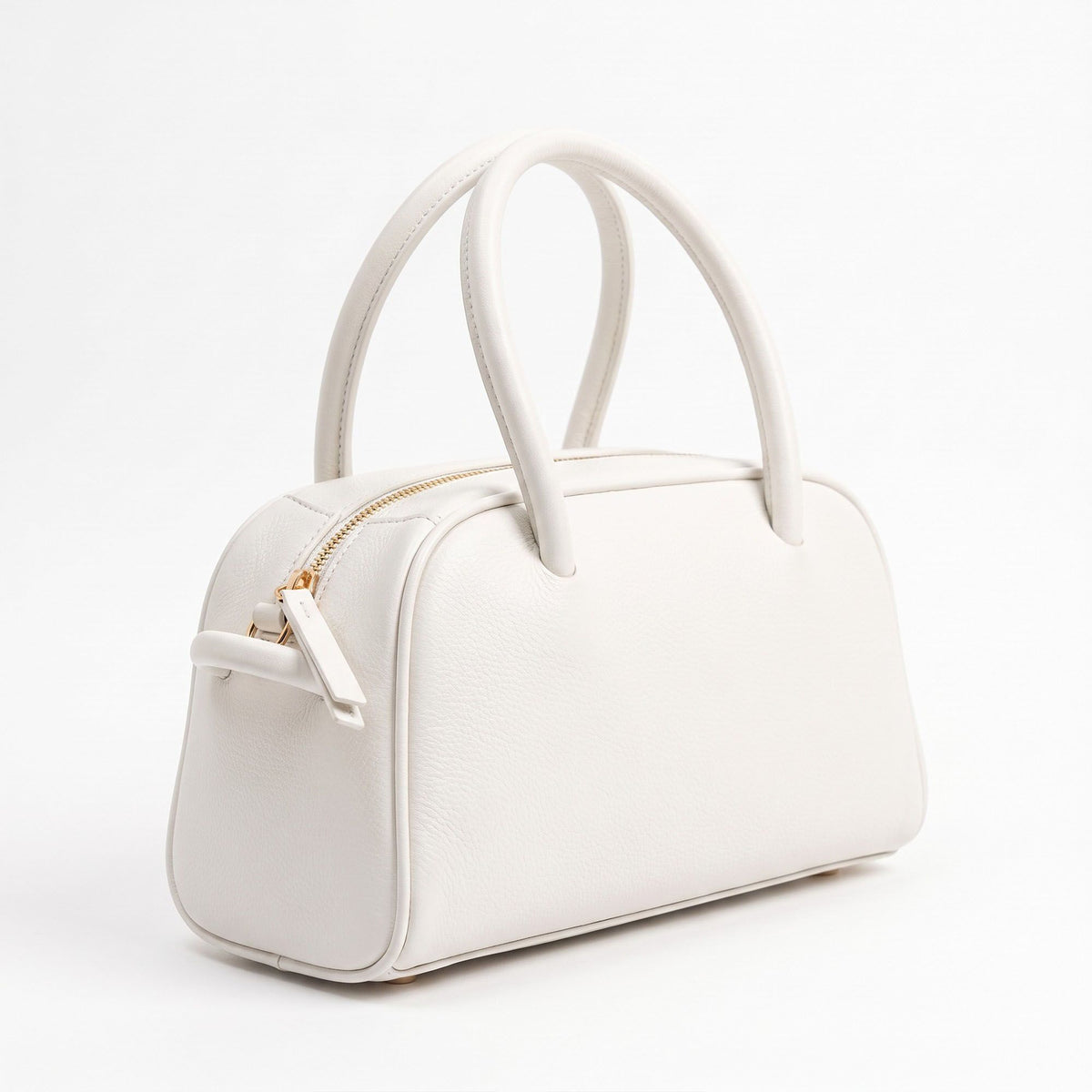 Structured Top Handle Handbag with Zipper Closure and Double Handles
