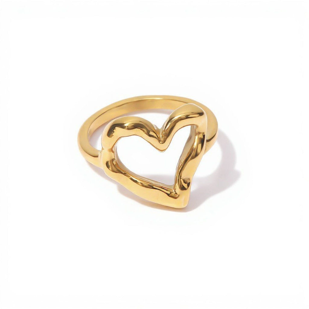 Open Heart Statement Ring with Sculpted Smooth Finish