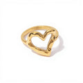 Open Heart Statement Ring with Sculpted Smooth Finish
