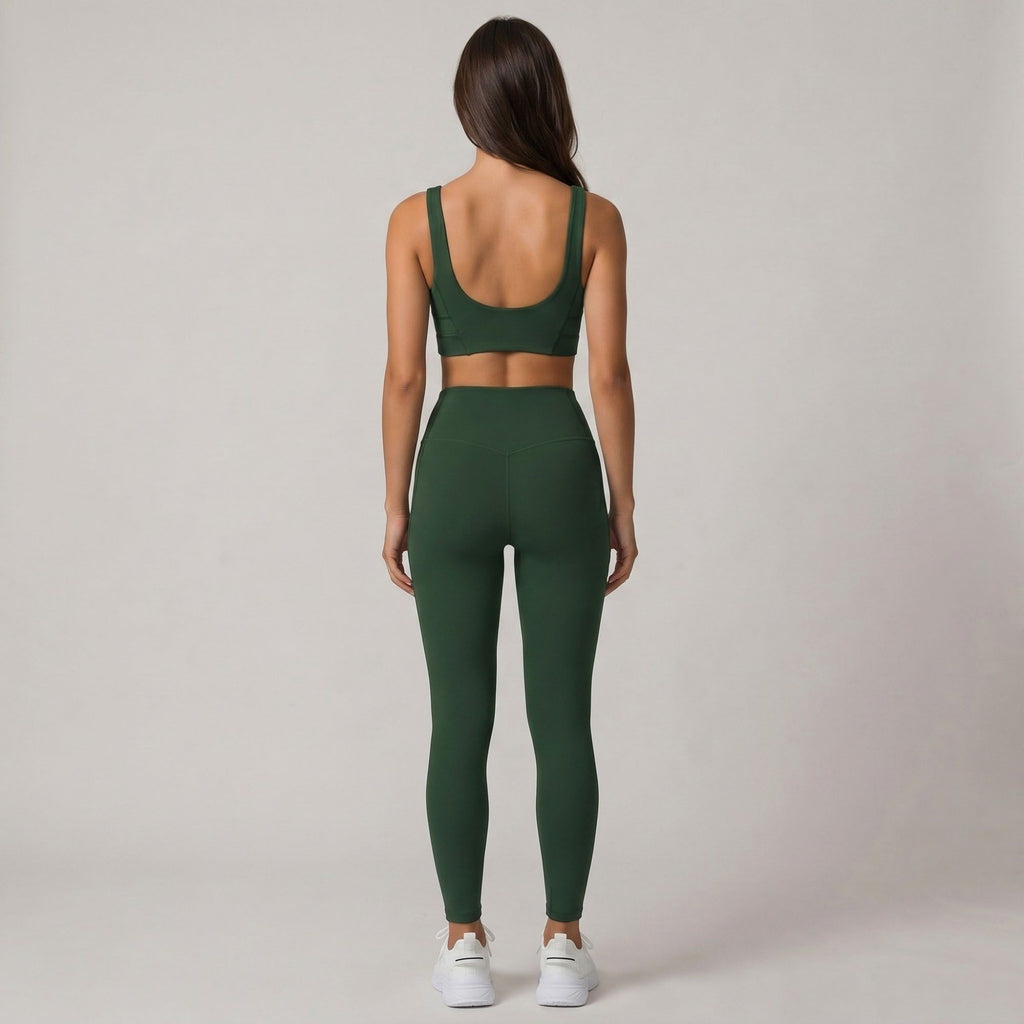 Wide Strap Sports Bra Scoop Neck High Impact Supportive Workout Yoga Gym Crop Top