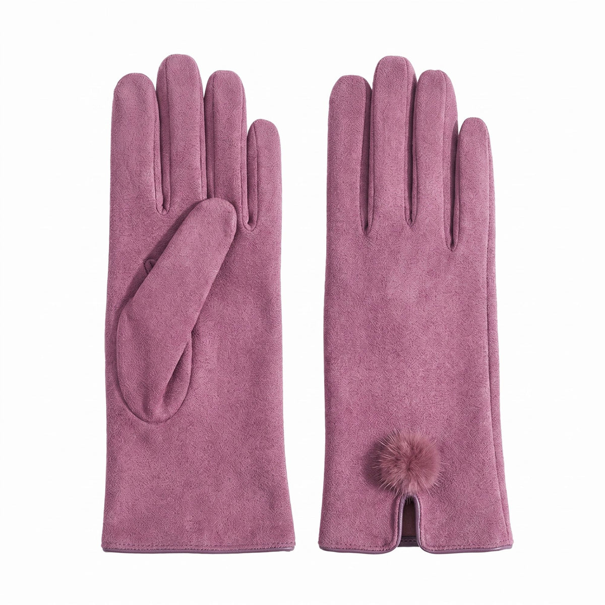 Pom Pom Detail Full Finger Gloves with Soft Textured Finish