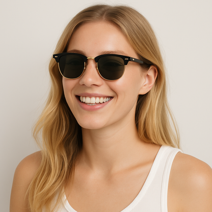 Anna-Kaci Half Frame Retro Style Daily Casual Polarized Sunglasses UV400 Protection
