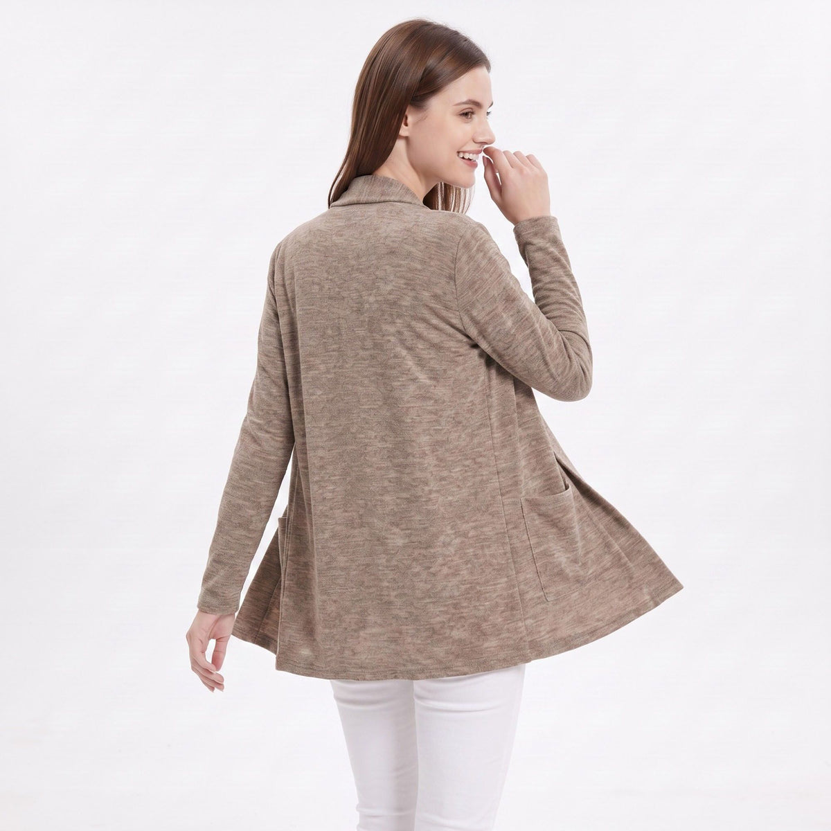 Open Front Cardigan with Front Pockets