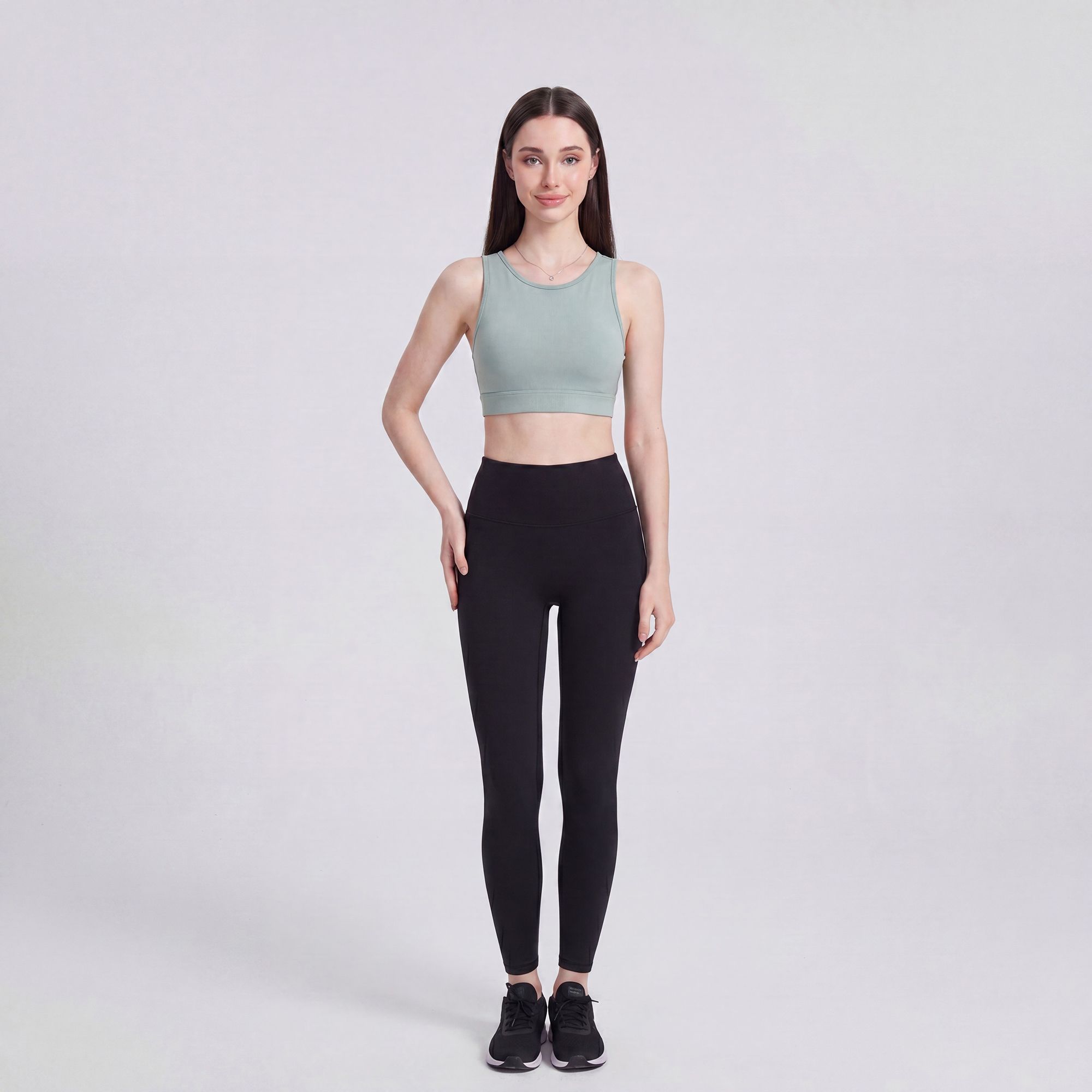 Cropped Sports Bra Tank with High Neck Sleeveless Fitted Workout Yoga Training Top