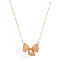 Women's Gold Tone Bow Pendant Fashion Necklace on Delicate Chain