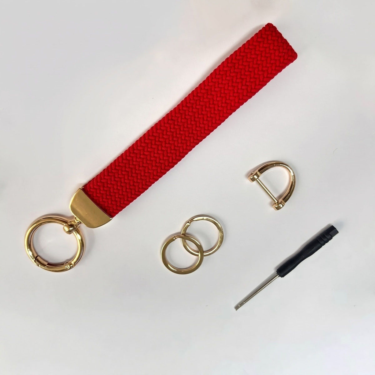 Woven Wristlet Keychain Strap with Hardware Kit