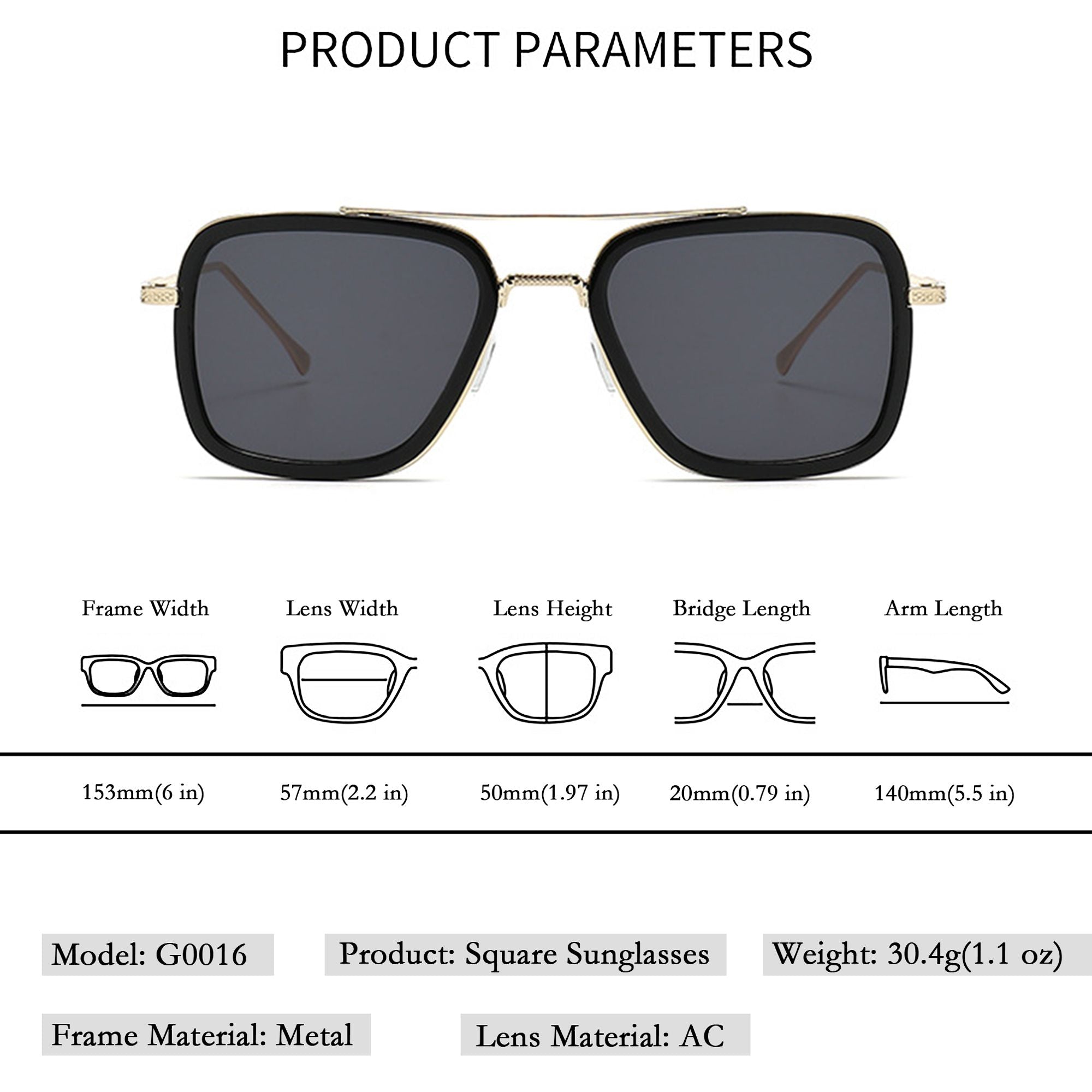 Anna-Kaci Women's Chic Square Frame Polarized Sunglasses UV400 Protection
