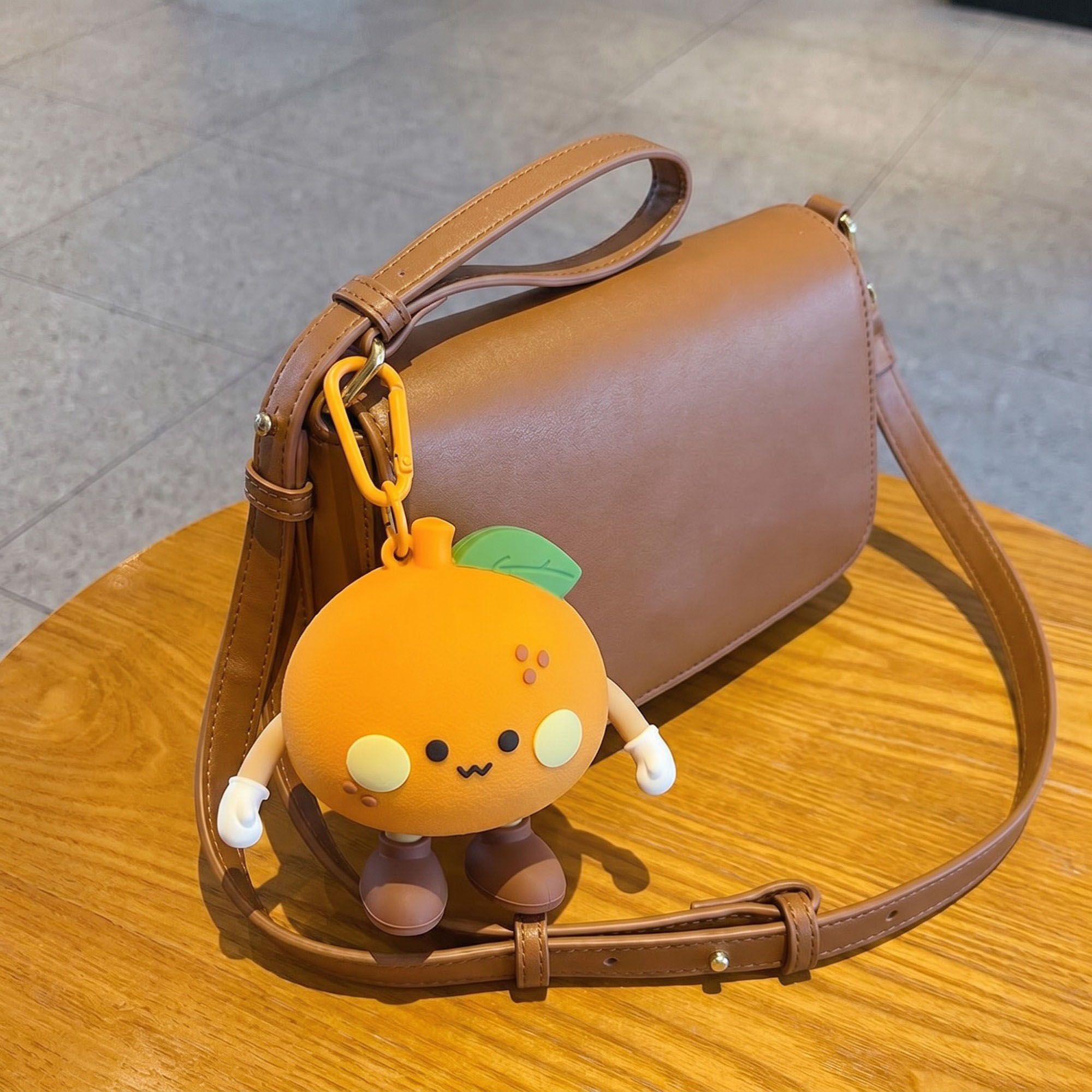 2-Piece Womens Pouch Bag Charm with Hanging Clip and Character Design