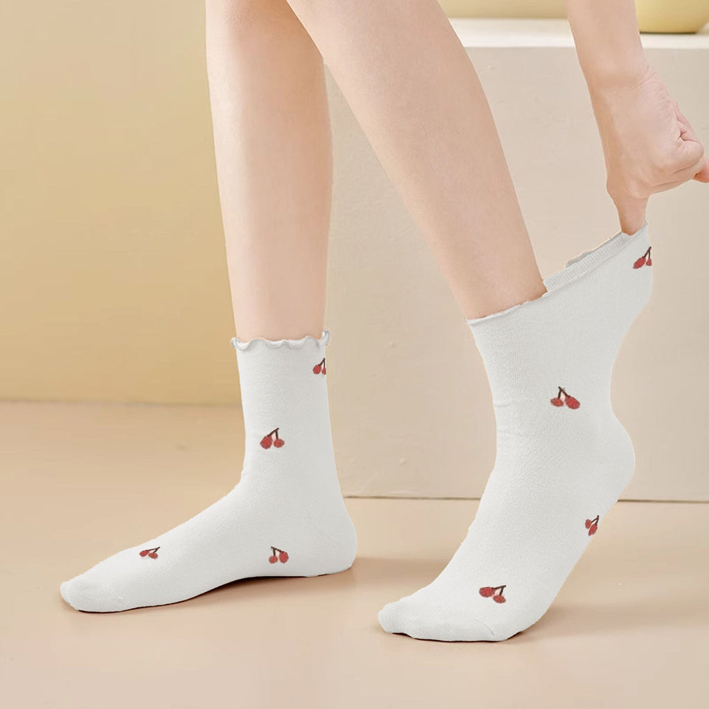 Anna-Kaci Women's Summer Floral Ruffle-Edge Ankle Socks 5Pk