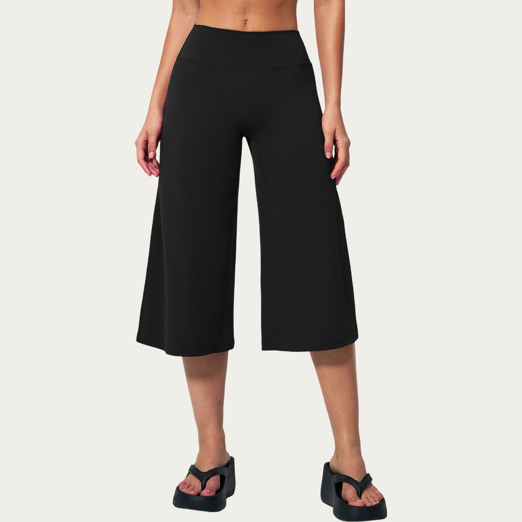 Anna-Kaci Active Women's High Waist Capri Wide Leg Pants with Smooth Stretch Fabric and Relaxed Fit