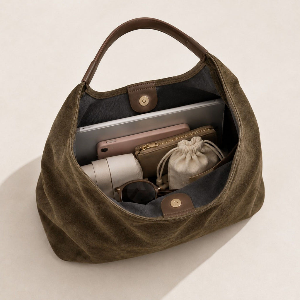 Oversized Suede-Like Hobo Shoulder Bag with Long Strap