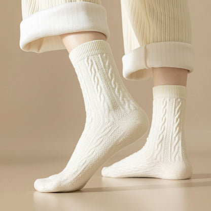 Anna-Kaci Women's Classic Crew Socks Cable-Knit Cotton for Casual Stability and Comfort 2 Pairs