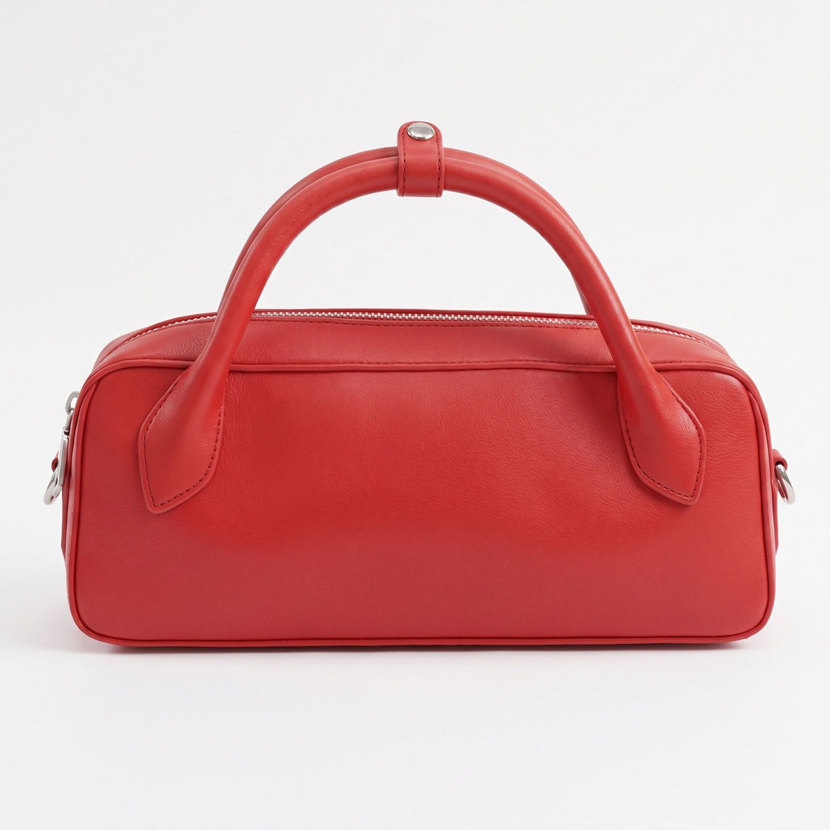 Structured Top Handle Handbag with Zipper Closure and Shoulder Strap