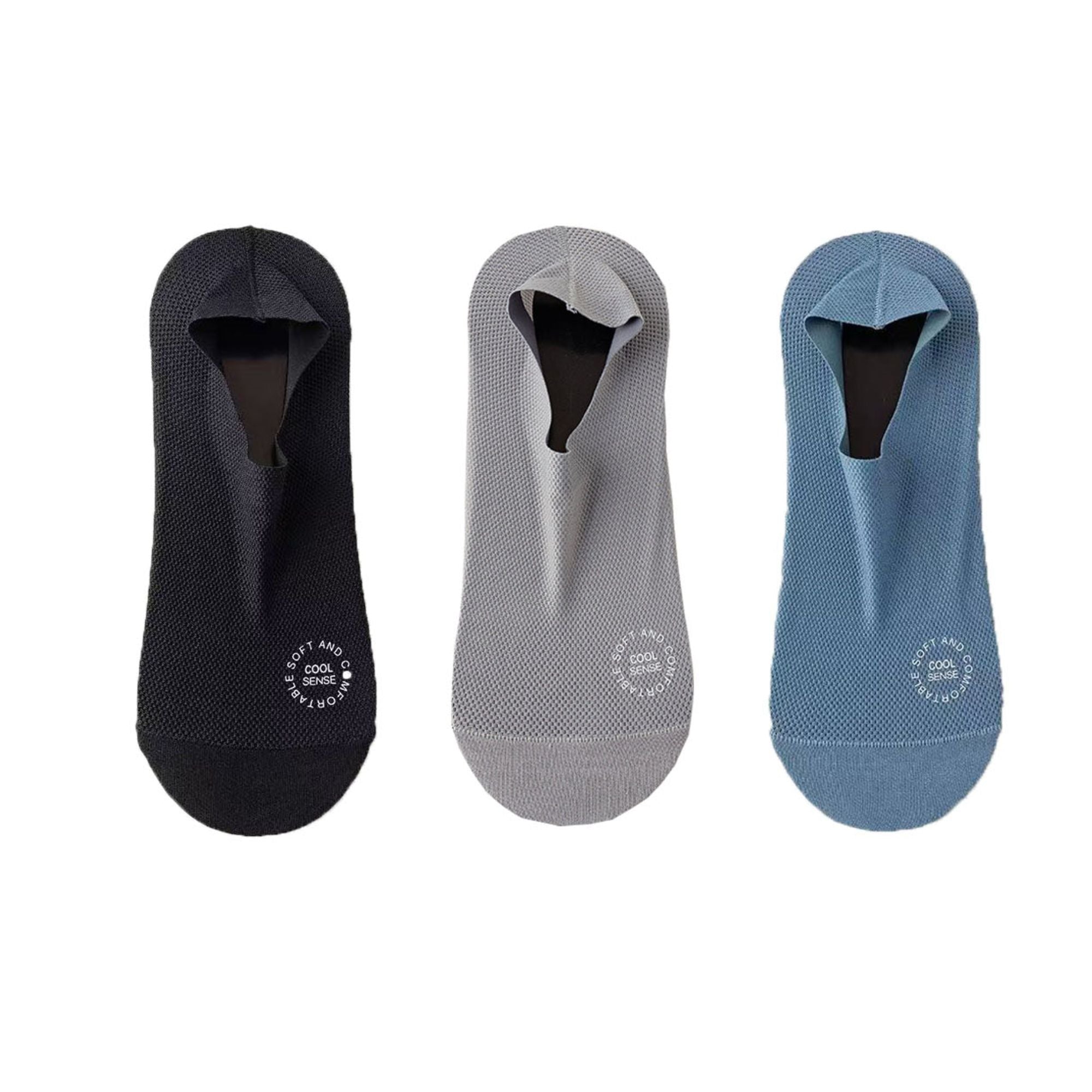 Anna-Kaci Men's No-Show Mesh Socks with Non-Slip Silicone Heel Grip and Breathable Low-Cut Design 3-Pack