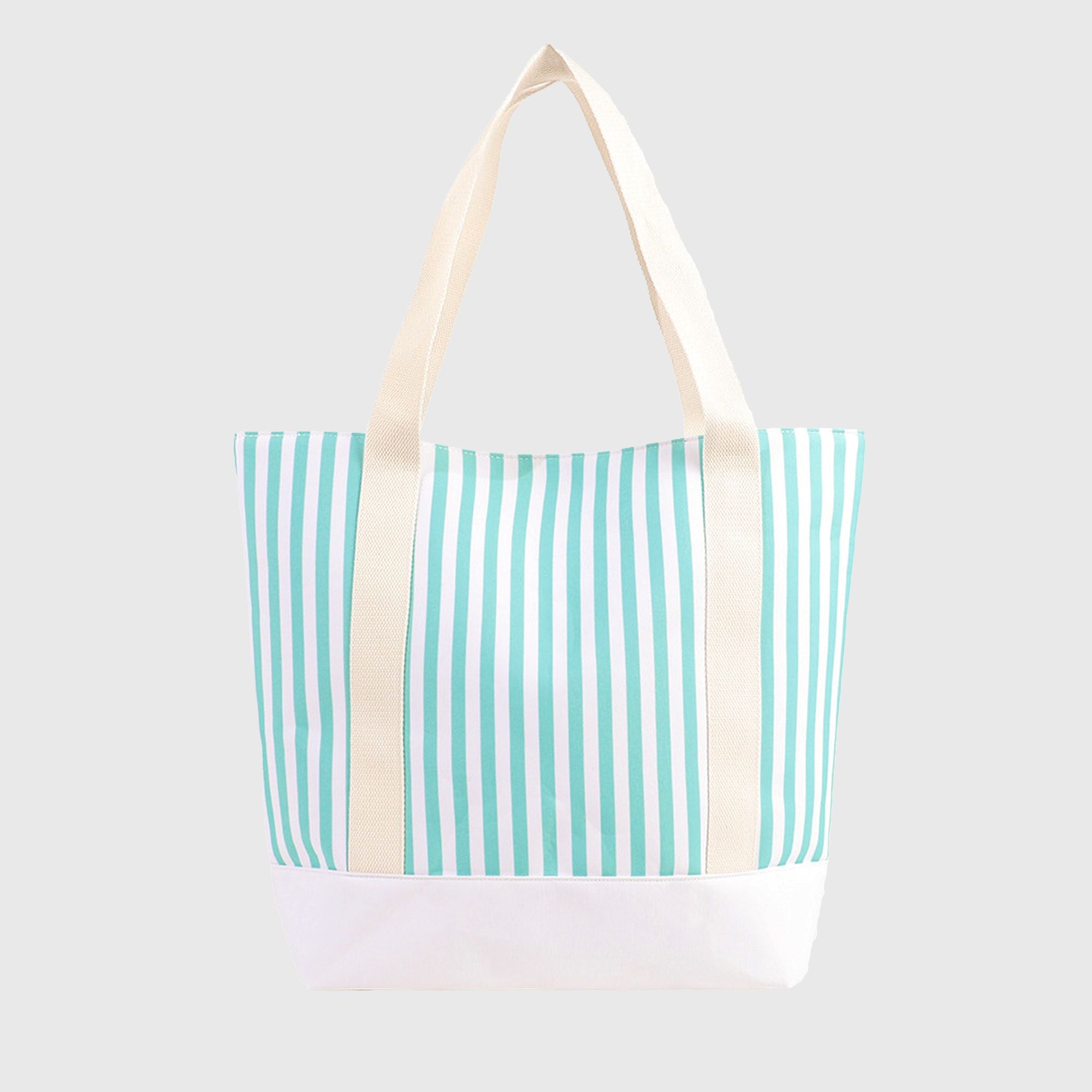 Anna-Kaci Women's Striped Canvas Tote Bag - Large Capacity Beach and Shopping Shoulder Bag