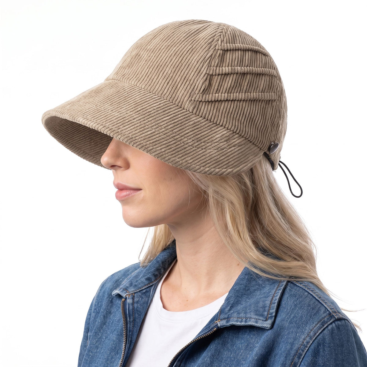 Corduroy Bucket Hat Wide Brim Adjustable Fit Casual Fall Winter Hat