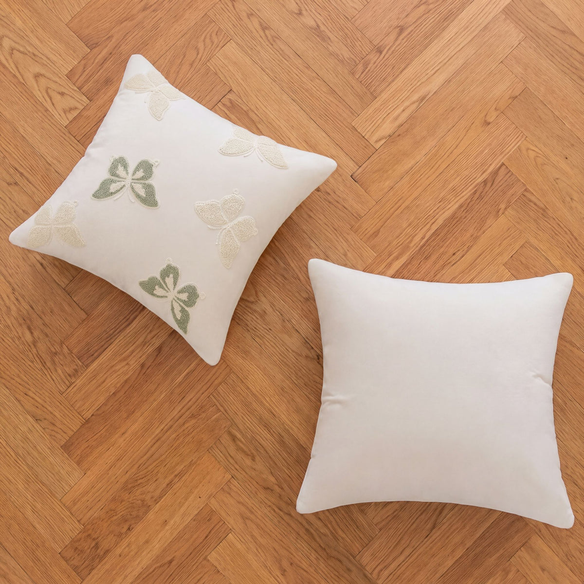 Butterfly Embroidered Throw Pillow Cover Decorative Square Cushion Cover for Sofa Couch Bed