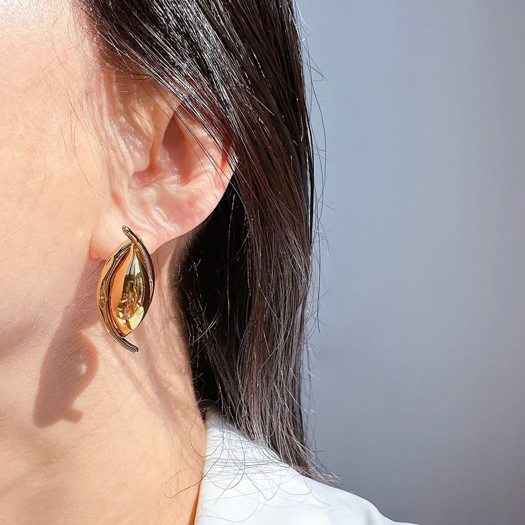 Women's 3D Oval Statement Earrings with 925 Silver Needles