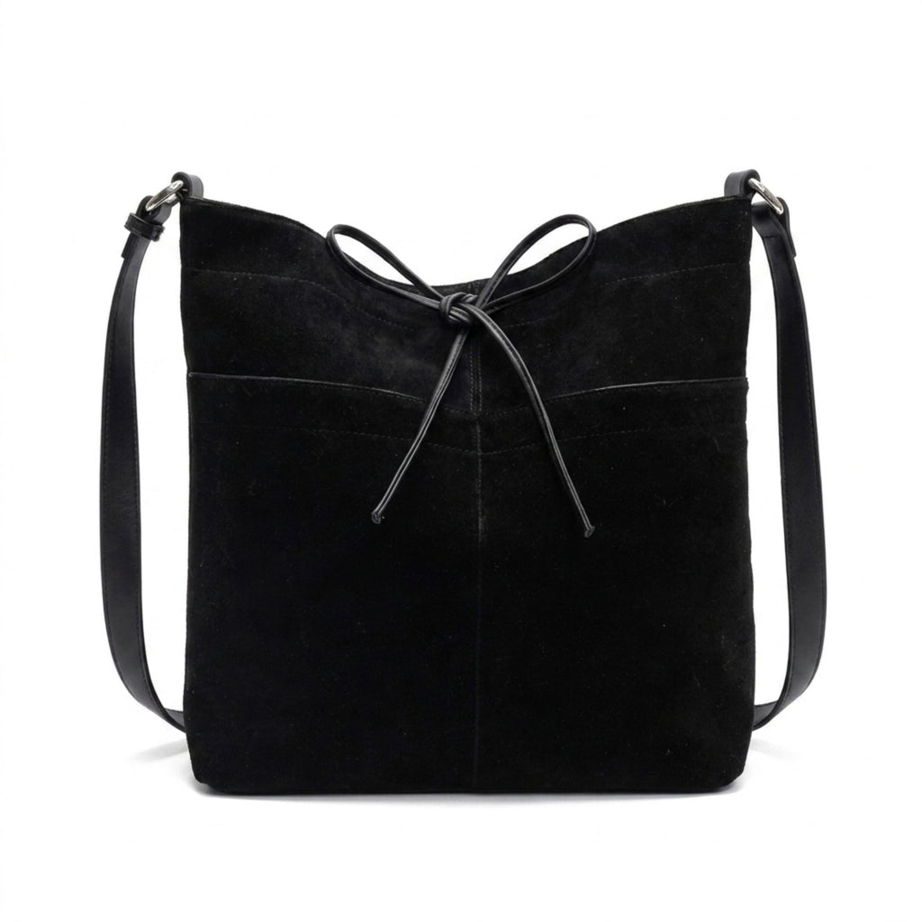 Adjustable Shoulder Bag Bow Detail Large Hobo Tote with Zipper Closure
