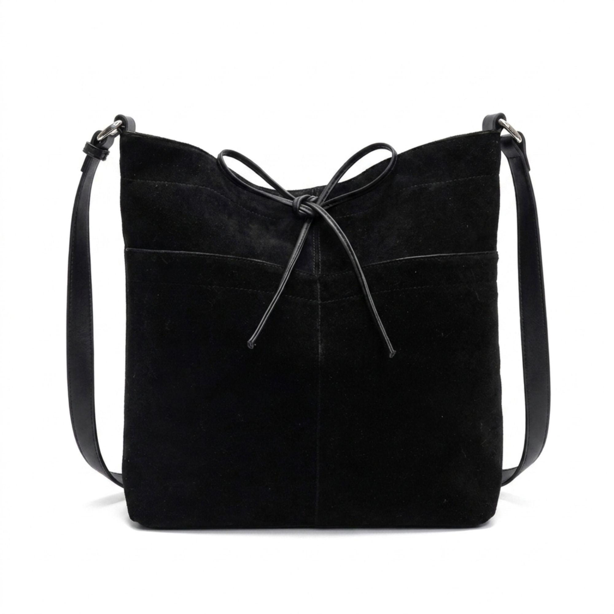 Adjustable Shoulder Bag Bow Detail Large Hobo Tote with Zipper Closure