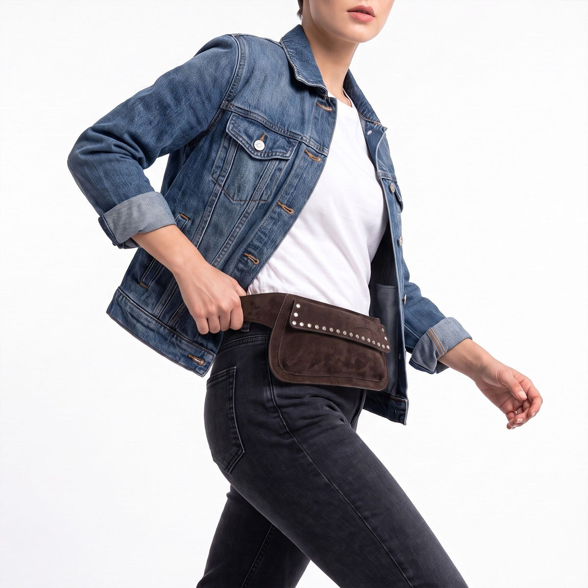Studded Faux Suede Belt Bag Waist Pack