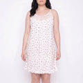 Floral Lace Yoke Mini Nightgown Spaghetti Strap Tie Front Ruffle Hem Sleep Dress