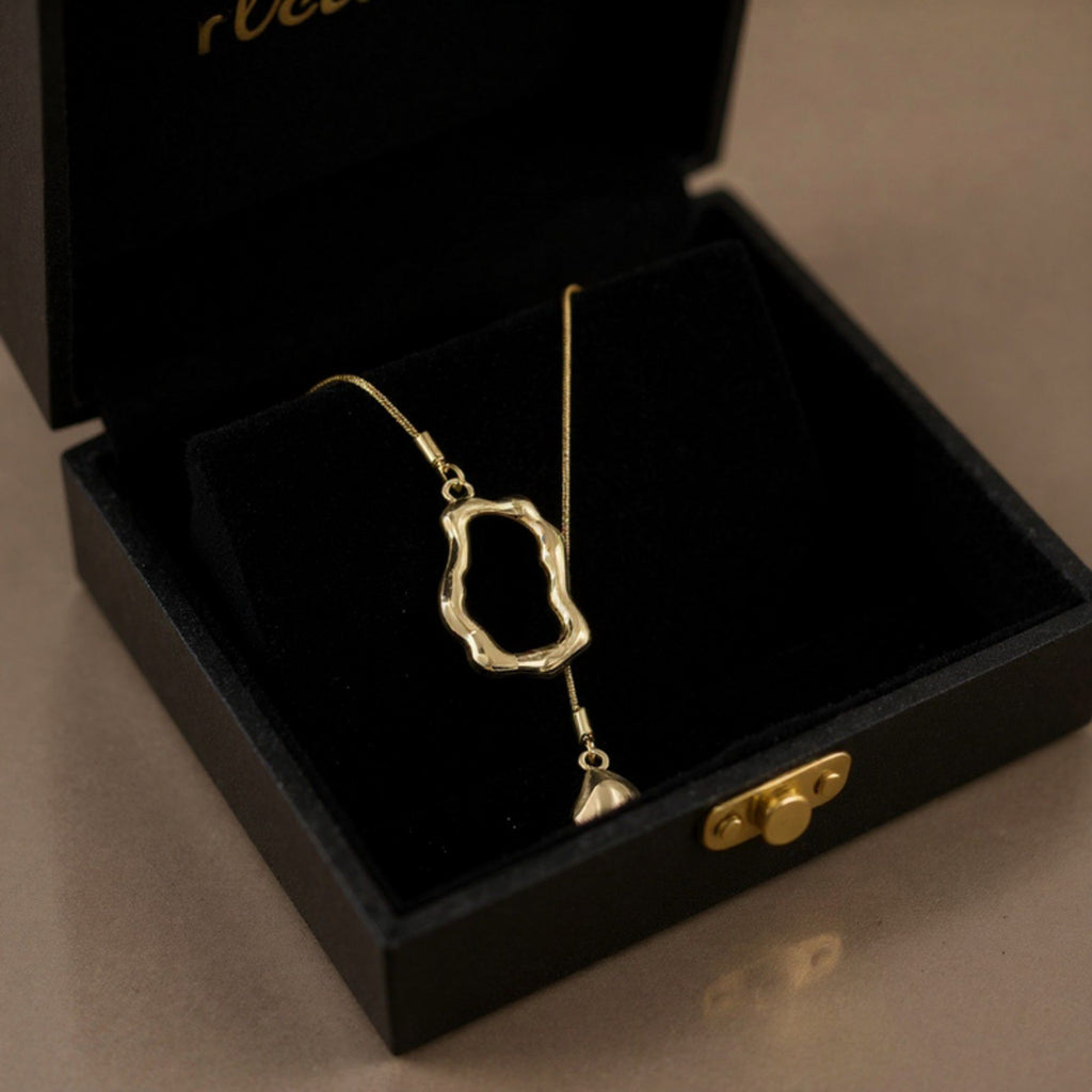 Women's Abstract Drop Pendant Necklace with Fluid Open Frame Design