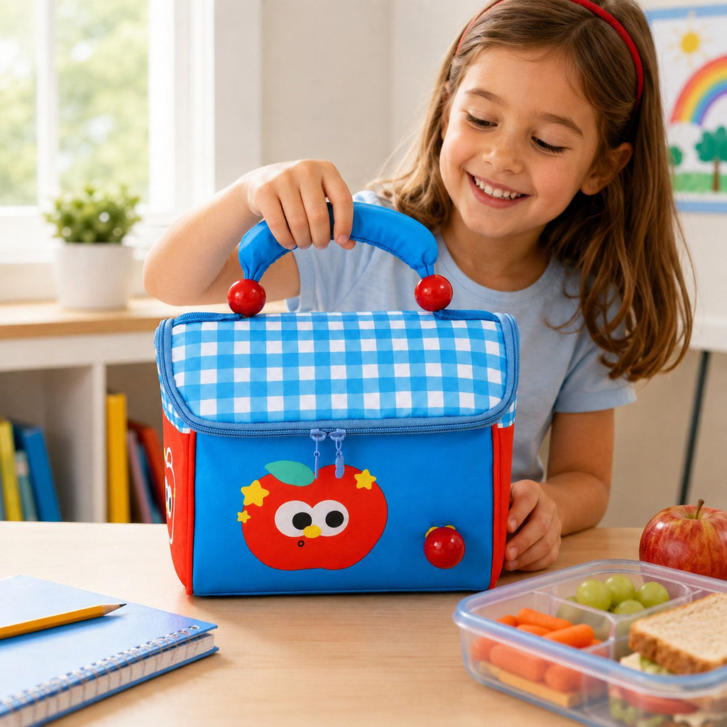 Kids Cartoon Lunch Bag with Padded Handle and Zipper Closure