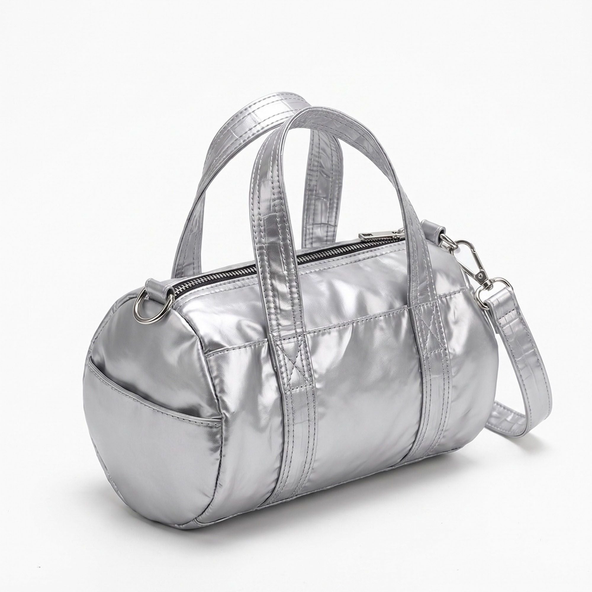 Mini Barrel Satchel Bag with Detachable Crossbody Strap