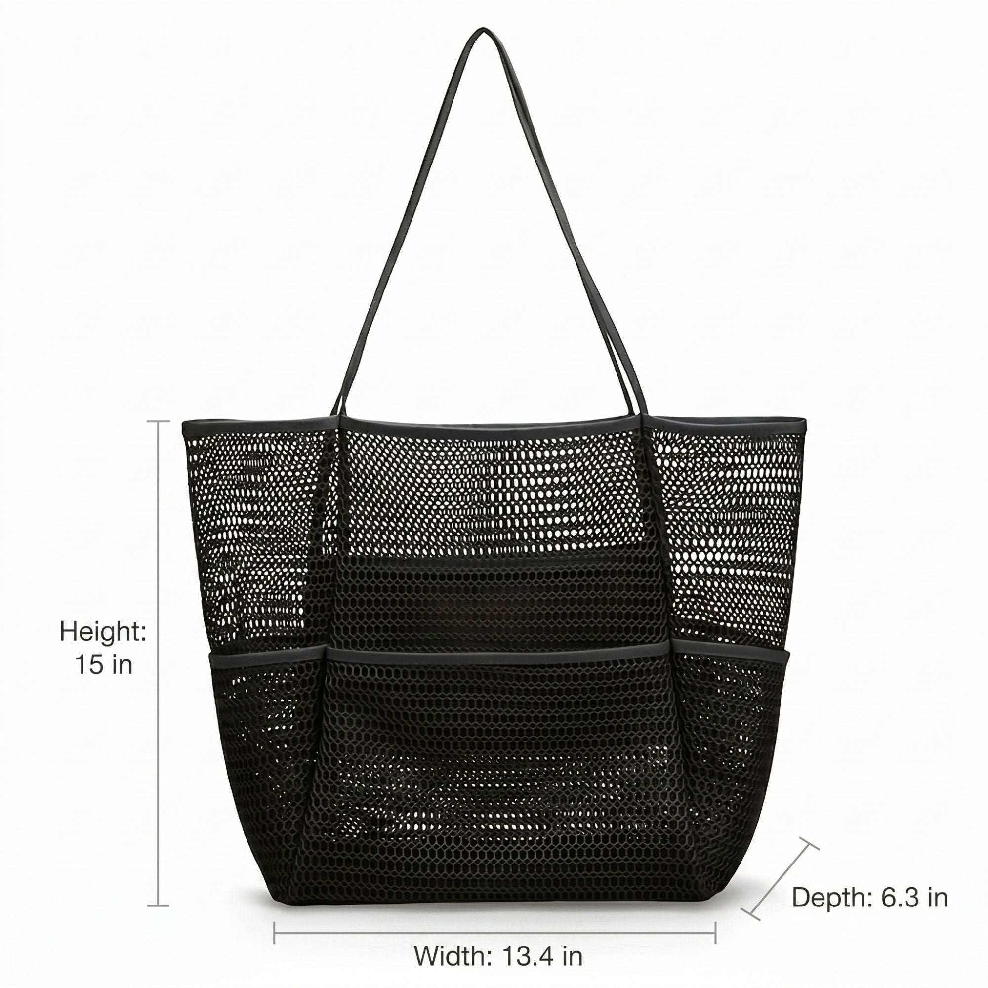 Mesh Beach Tote Bag with See Through Design and Shoulder Handles