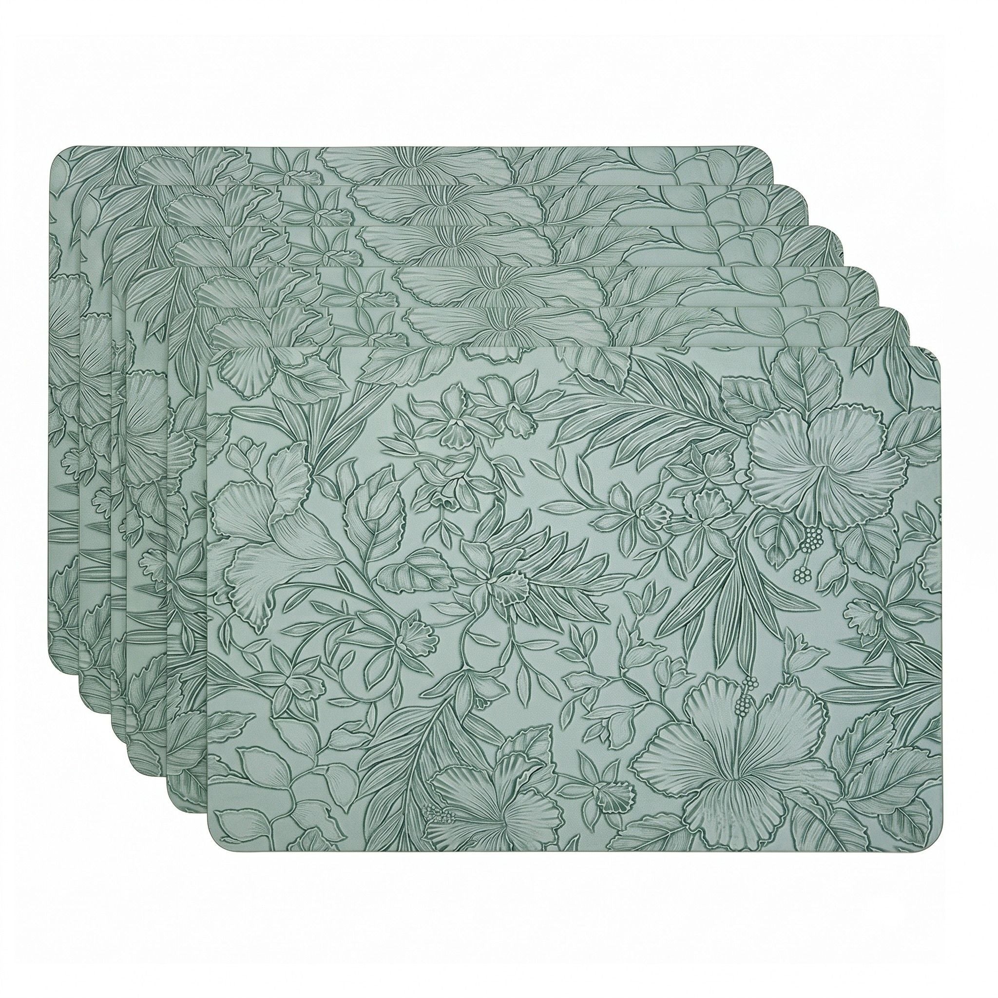 6 Piece Floral PVC Placemat Set Heat Resistant Wipe Clean Table Mats for Dining Table
