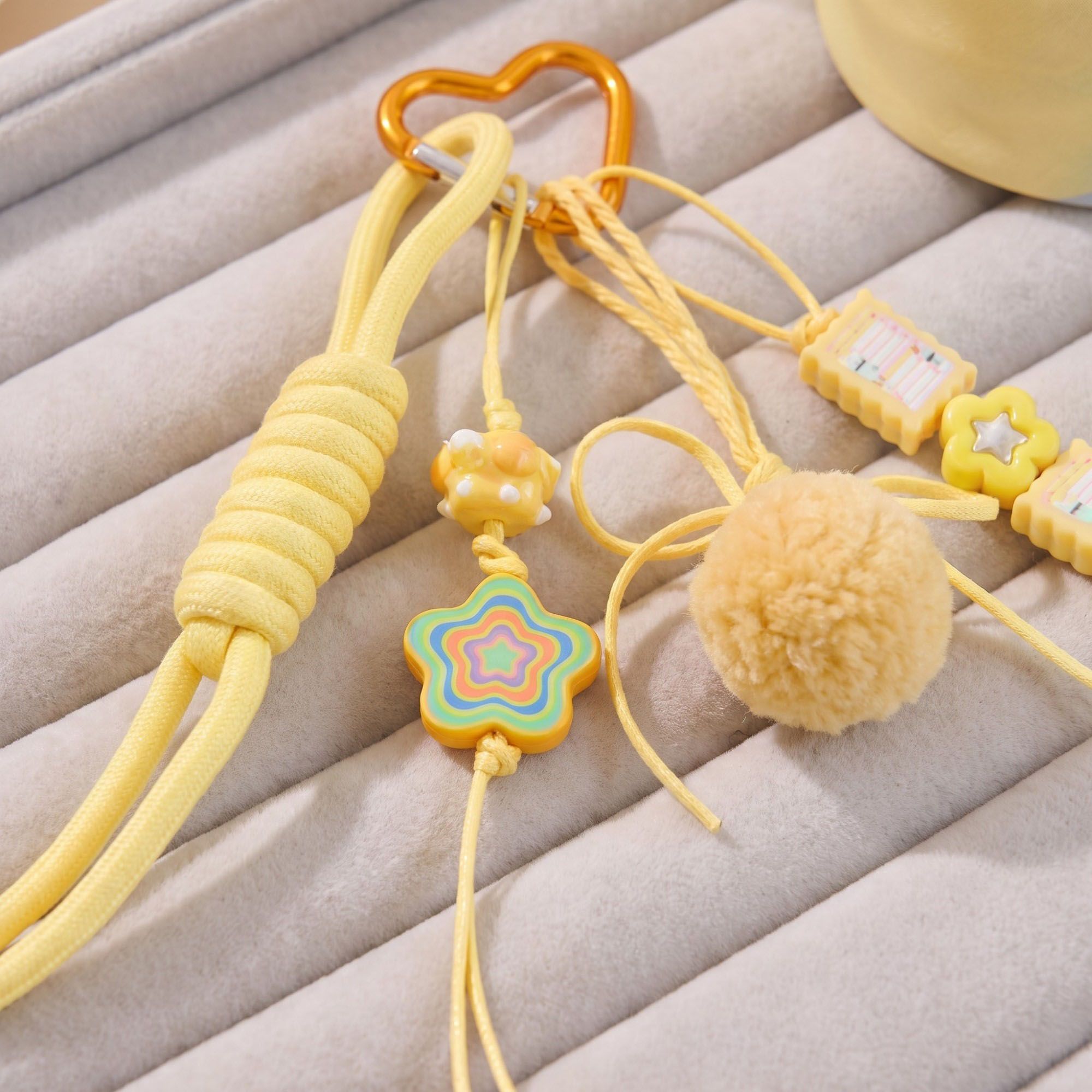 Bag Charm with Hanging Strap and Decorative Accents