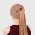 Anna-Kaci Women's Ponytail Beanie Hats - Acrylic Knit Stretchable Messy Bun Skull Cap for Winter & Casual Wear