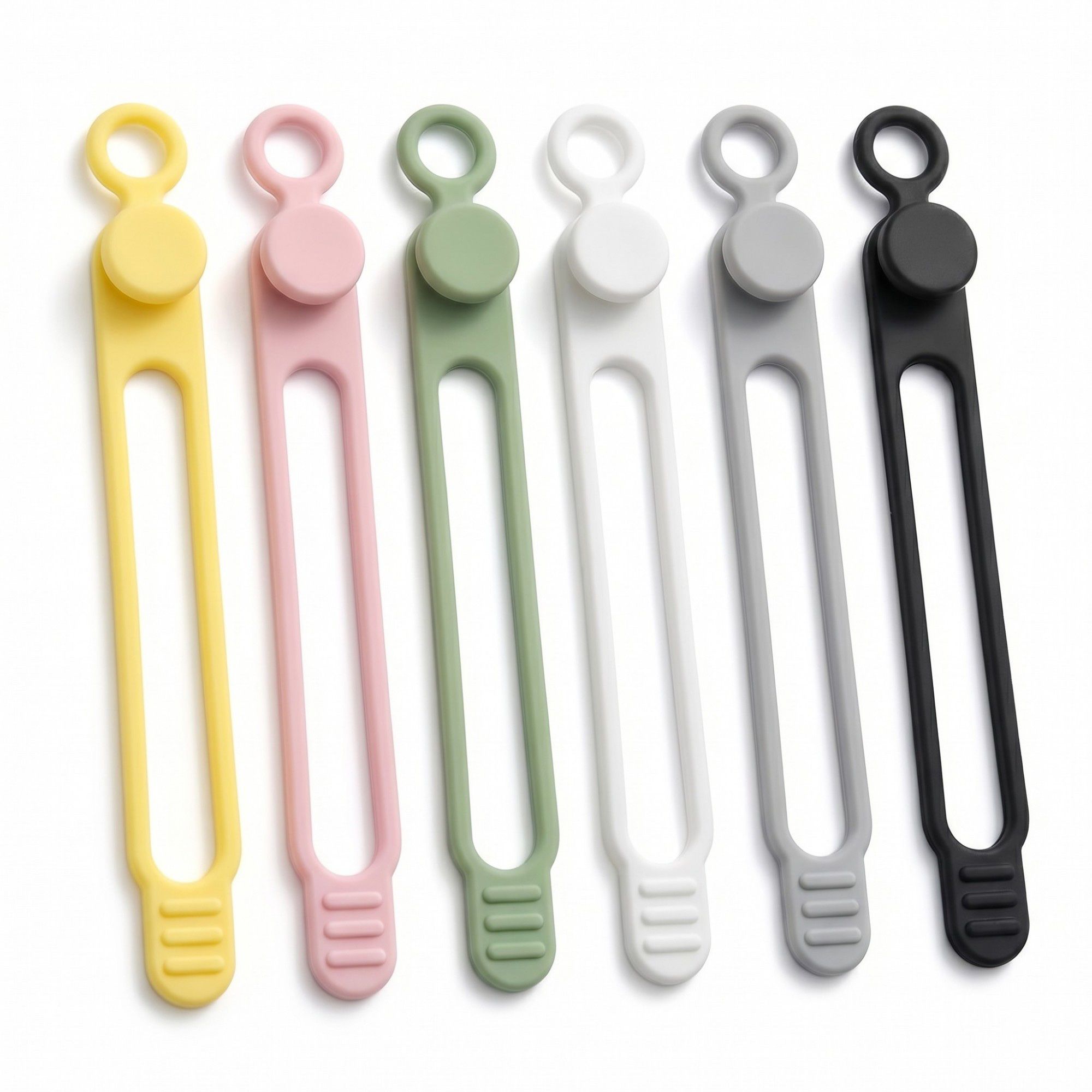 6 Pack Silicone Cable Organizer Clips Reusable Cord Management Straps for Charging Cables Headphones Office Desk Travel Accessories