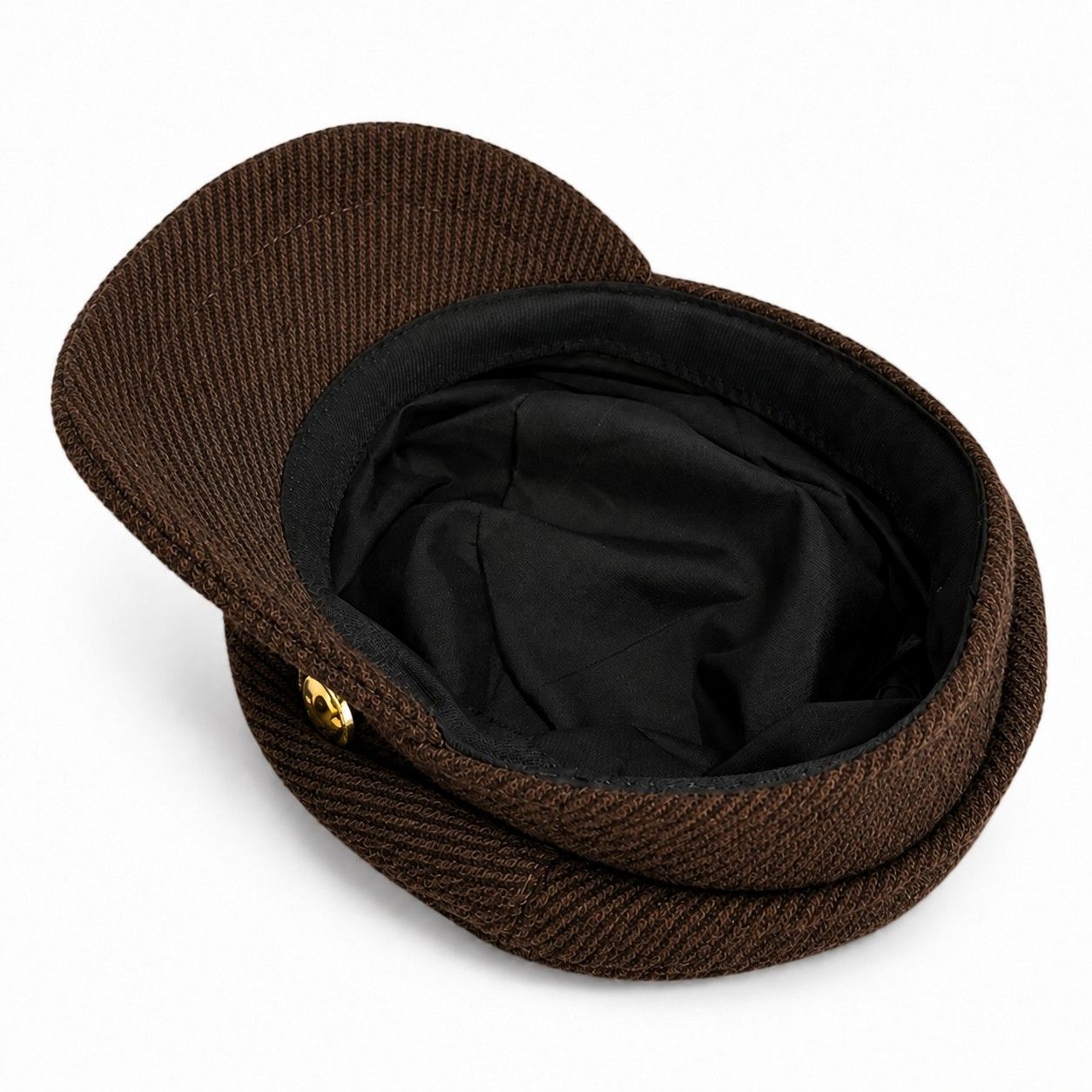 Herringbone Newsboy Cap Vintage Baker Boy Hat Adjustable Button Detail