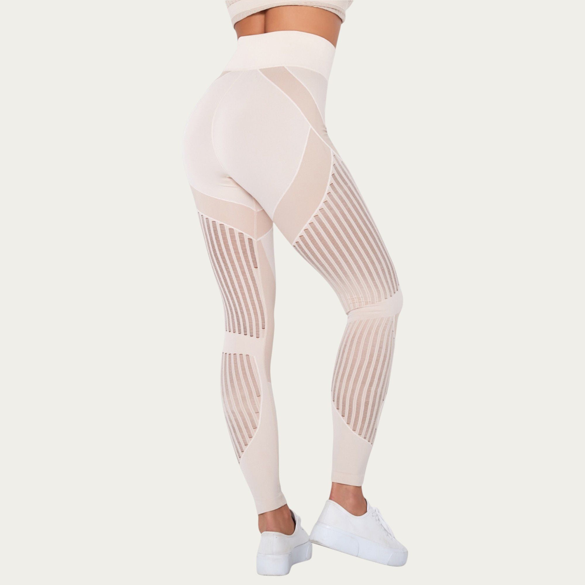 Anna-Kaci Active Women's Seamless Patterned Leggings with Ribbed Details and Contouring Panels