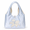 Satin Hobo Shoulder Bag with Embroidered Lily Detail