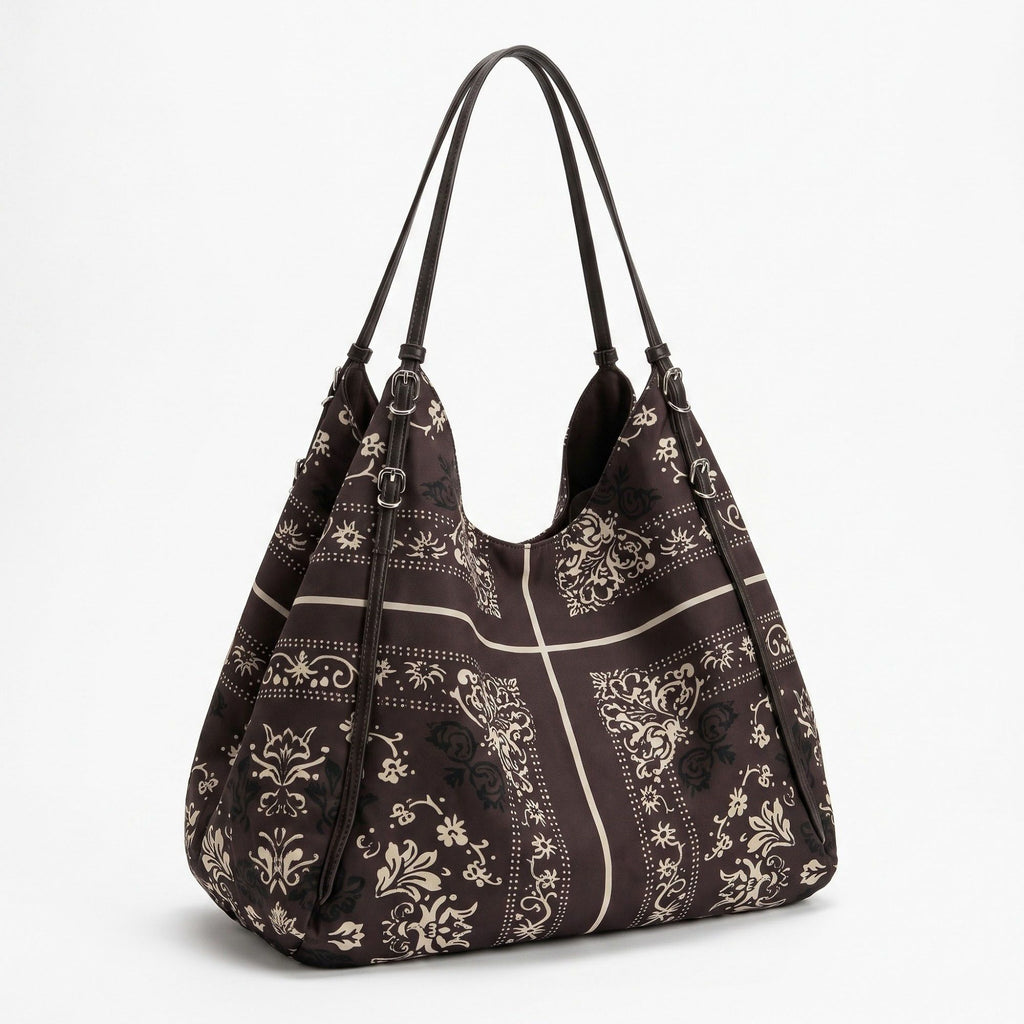 Oversized Bandana Print Hobo Shoulder Bag with Double Handles