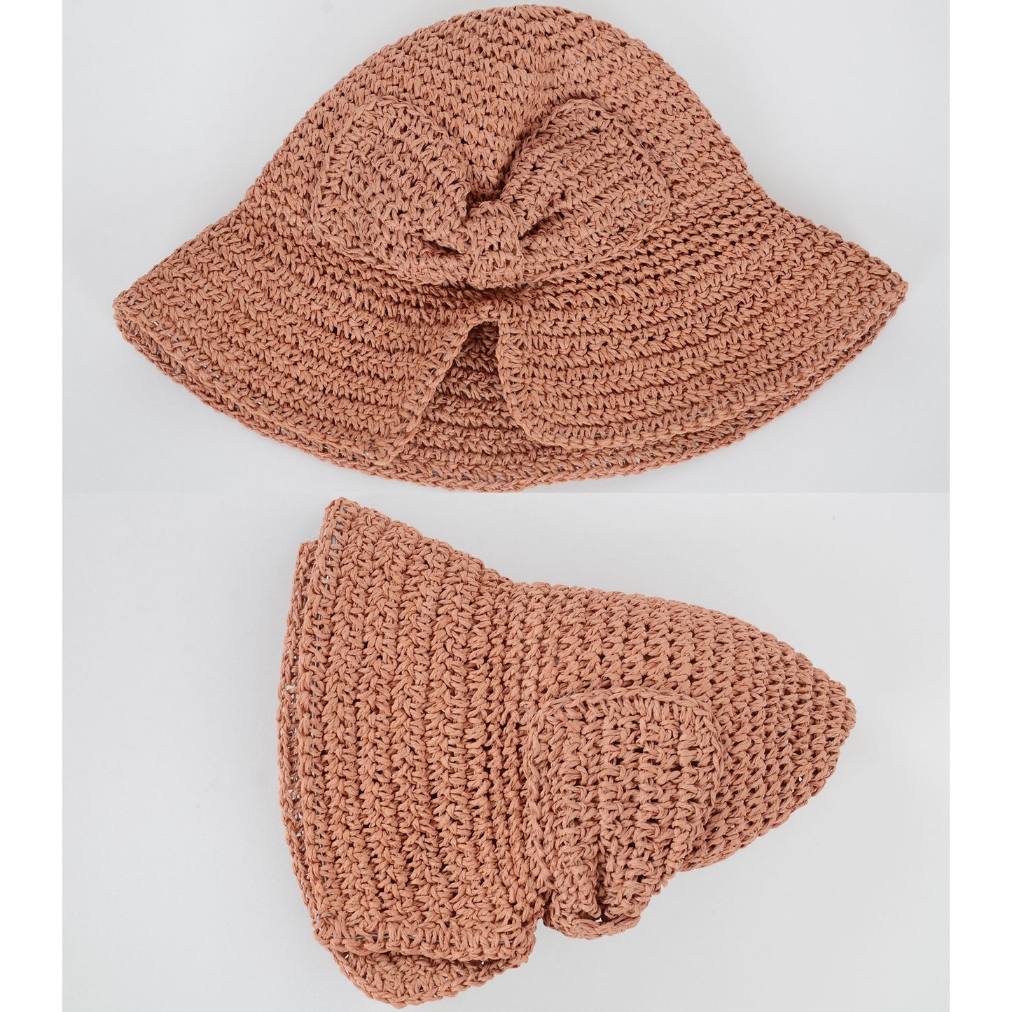 Anna-Kaci Crochet Raffia Sun Hat with Wide Brim and Bow Detail Foldable Summer Beach Hat for Stylish Sun Protection