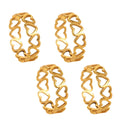 4 Piece Openwork Heart Band Ring with Polished Finish