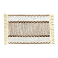 4 Set Woven Rectangular Placemats with Textured Stripes and Fringe Edges 11.8x19.5 in