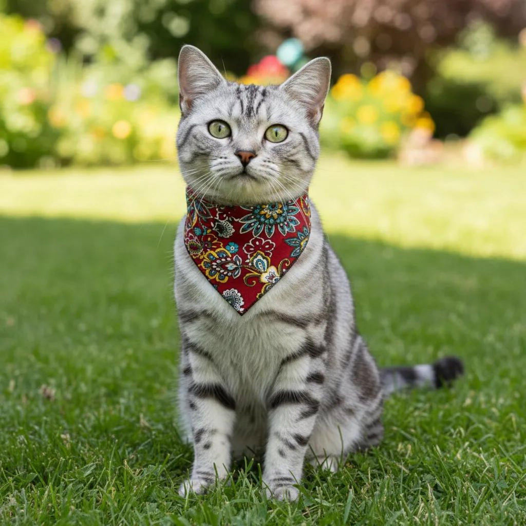 Paisley Floral Pet Bandana Scarf Bohemian Neckerchief for Cats and Dogs Bib