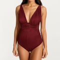 Anna-Kaci Swim Women's Maternity V-Neck Ribbed One-Piece Swimsuit with High Waist Design