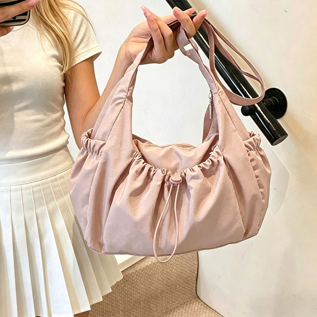 Lightweight Hobo Shoulder Bag with Adjustable Strap and Multiple Pockets