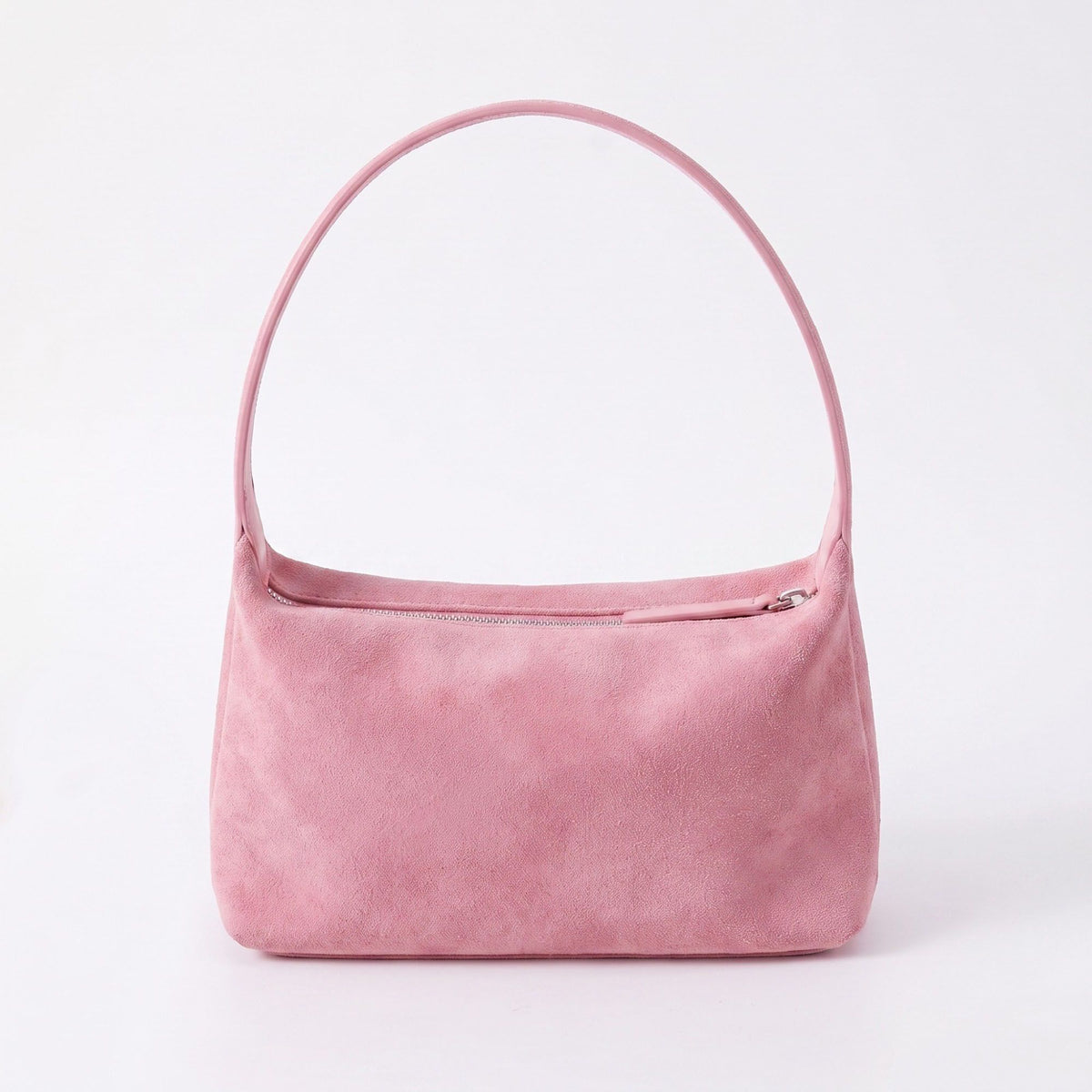 Faux Suede Shoulder Bag with Zipper Closure