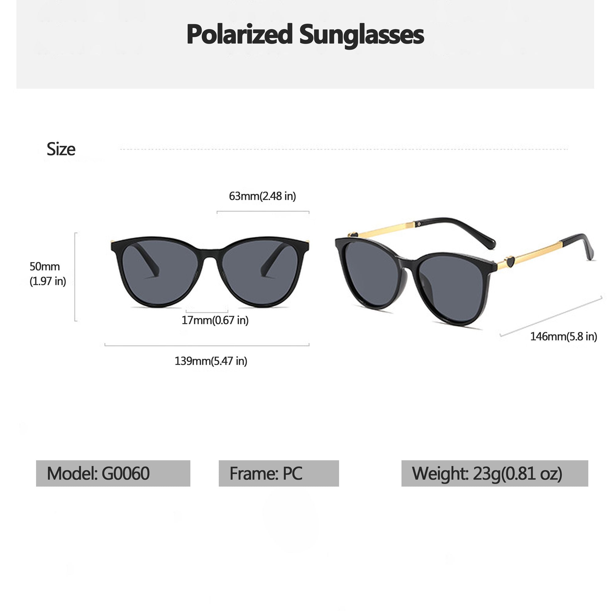 Anna-Kaci Women's Cat-Eye Sunglasses with Heart-Accent Temples