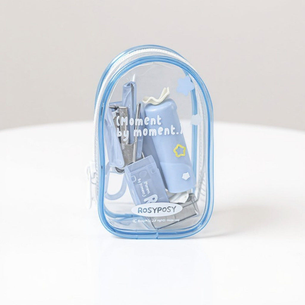 Portable Stationery Supply Set with Clear Zipper Case for School and Office Use 4.2x2.5x1.5 in