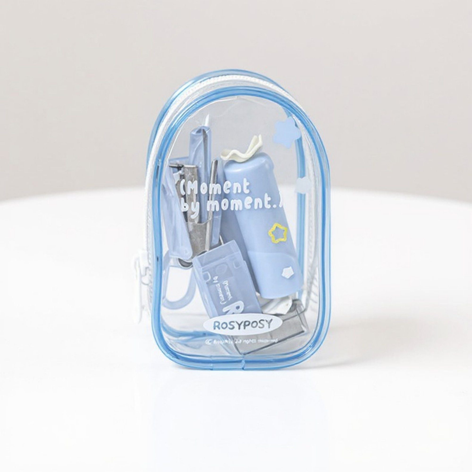Portable Stationery Supply Set with Clear Zipper Case for School and Office Use 4.2x2.5x1.5 in